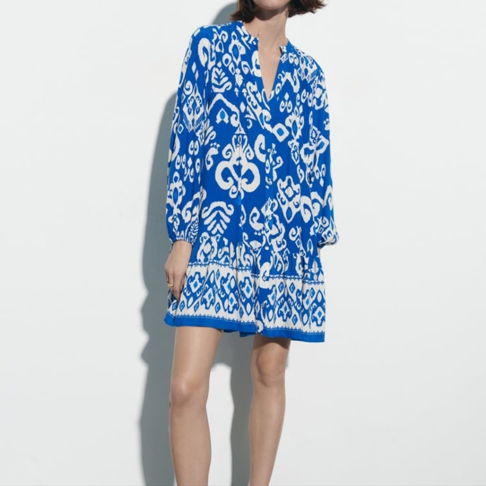 ZARA PRINTED MINI DRESS SZ M